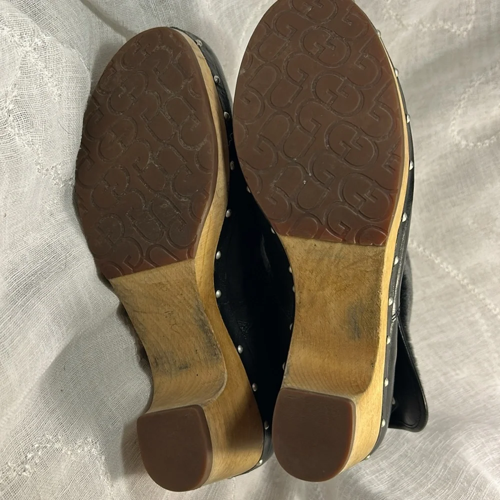 UGG leather and wooden clog ankle boot
